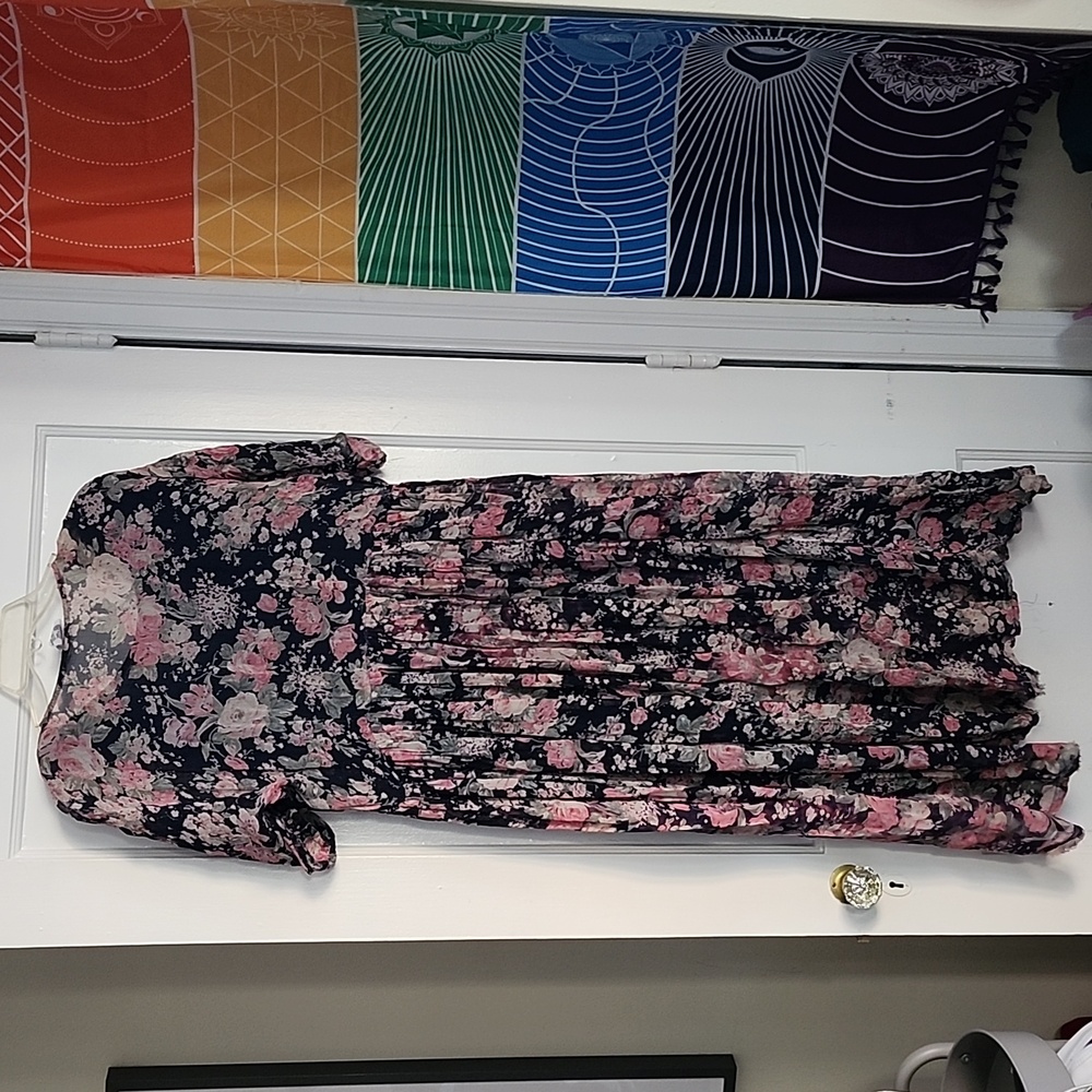 Papillon floral crinkle dress vintage from the 90s - Picture 9 of 14